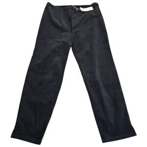 NWT Eileen Fisher Pants Womens Large Black Ankle Velveteen Organic Stretch Slim
